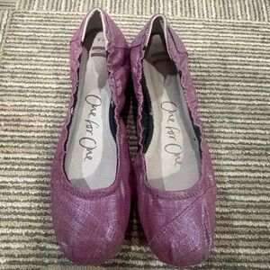 TOMS Berry Metallic Canvas One For One Women's Ballet Flats Sz 8 Shoes